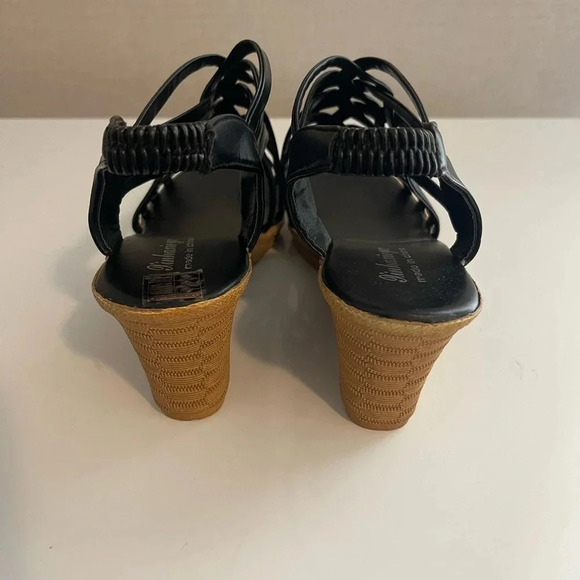Shien Black Wedge Sandals Size 41 - Picture 3 of 8